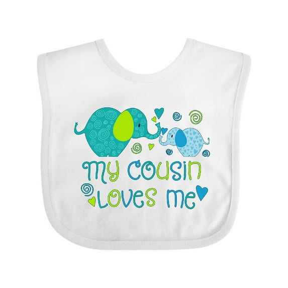 Inktastic My Cousin Loves Me- Cute Elephants Boys or Girls Baby Bib