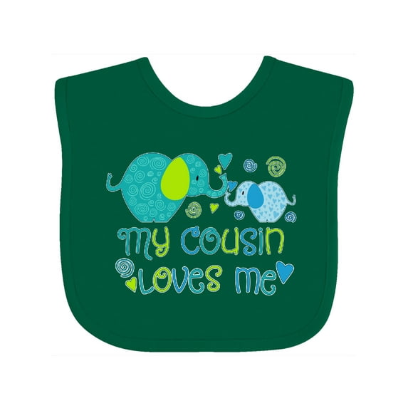 Inktastic My Cousin Loves Me- Cute Elephants Boys or Girls Baby Bib