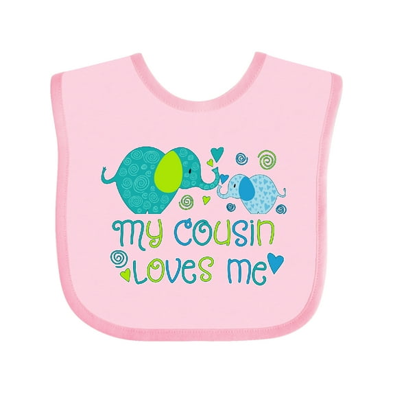 Inktastic My Cousin Loves Me- Cute Elephants Boys or Girls Baby Bib