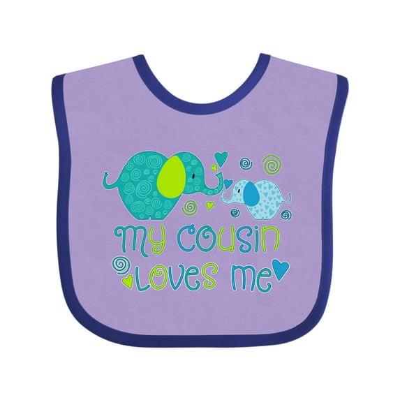 Inktastic My Cousin Loves Me- Cute Elephants Boys or Girls Baby Bib