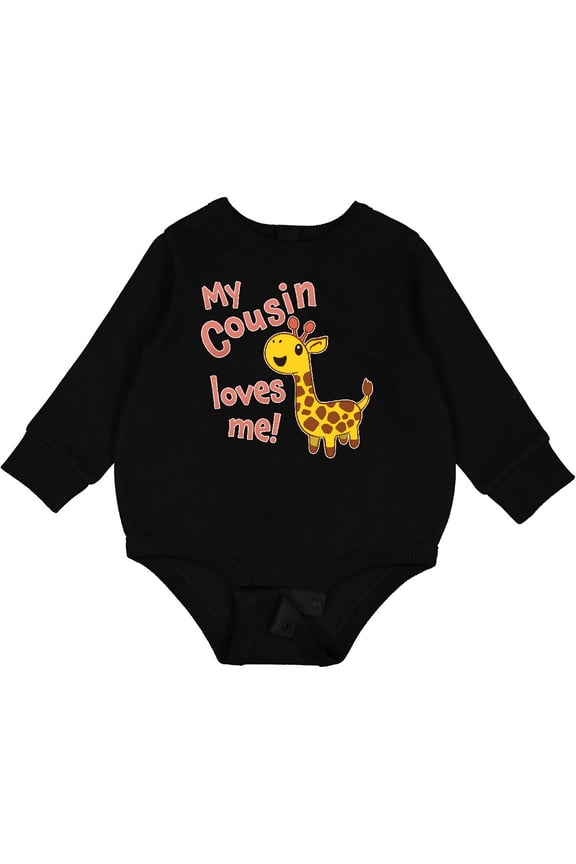 My Cousin Loves Me Cute Giraffe Baby Fleece Bodysuit