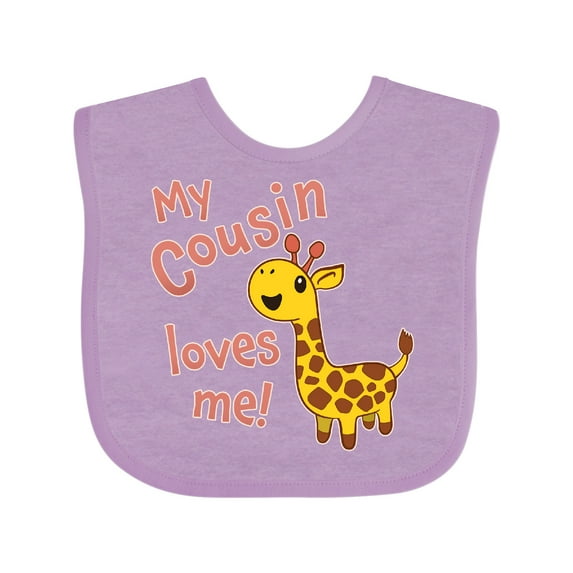 Inktastic My Cousin Loves Me Cute Giraffe Boys or Girls Baby Bib