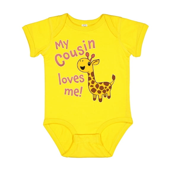Inktastic My Cousin Loves Me Cute Giraffe Boys or Girls Baby Bodysuit