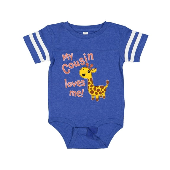 Inktastic My Cousin Loves Me Cute Giraffe Boys or Girls Baby Bodysuit