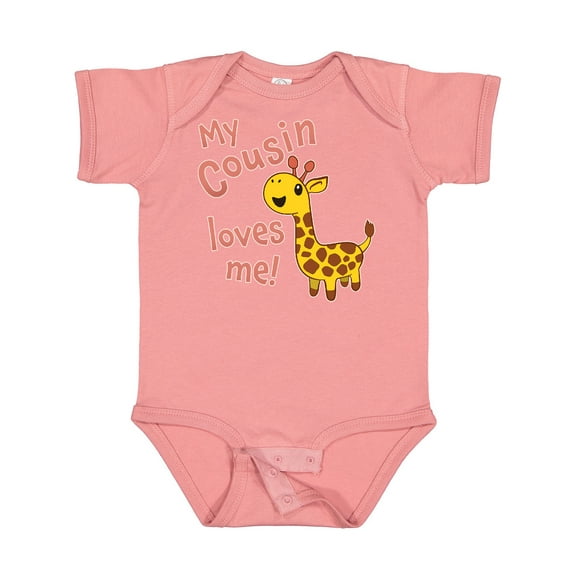 Inktastic My Cousin Loves Me Cute Giraffe Boys or Girls Baby Bodysuit