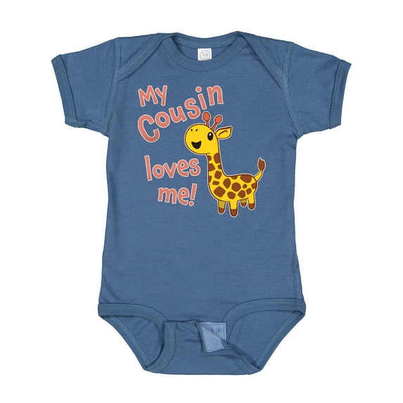 Inktastic My Cousin Loves Me Cute Giraffe Boys or Girls Baby Bodysuit