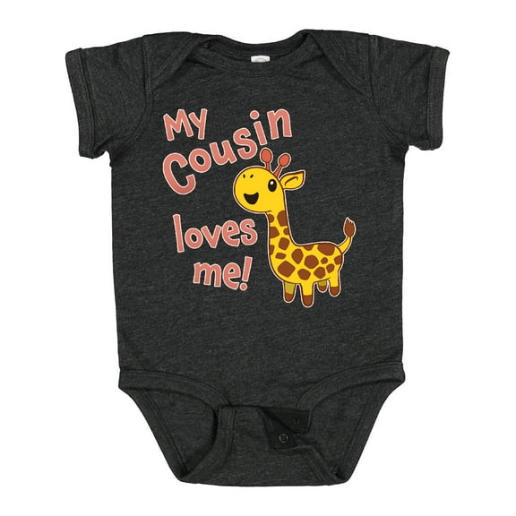 Inktastic My Cousin Loves Me Cute Giraffe Boys or Girls Baby Bodysuit