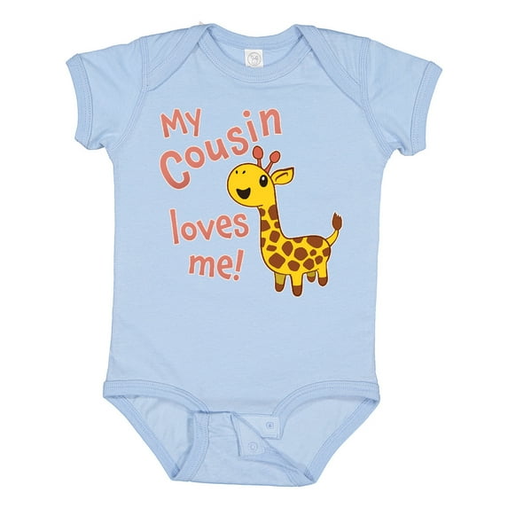Inktastic My Cousin Loves Me Cute Giraffe Boys or Girls Baby Bodysuit