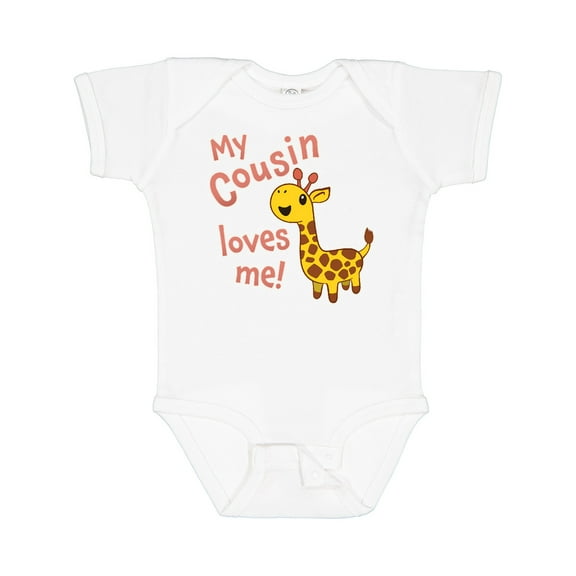 Inktastic My Cousin Loves Me Cute Giraffe Boys or Girls Baby Bodysuit