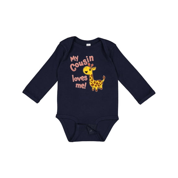 Inktastic My Cousin Loves Me Cute Giraffe Boys or Girls Long Sleeve Baby Bodysuit