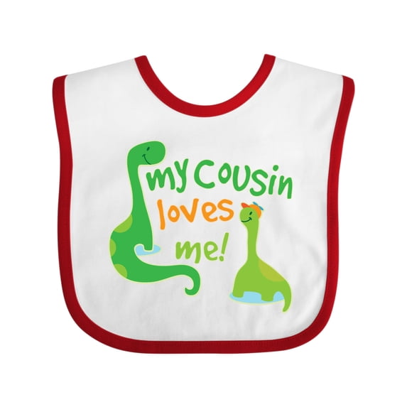 Inktastic My Cousin Loves Me Dinosaur Boys or Girls Baby Bib