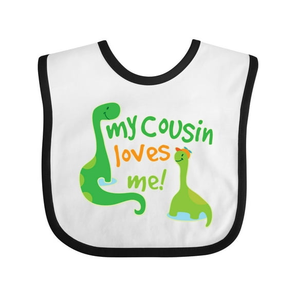 Inktastic My Cousin Loves Me Dinosaur Boys or Girls Baby Bib