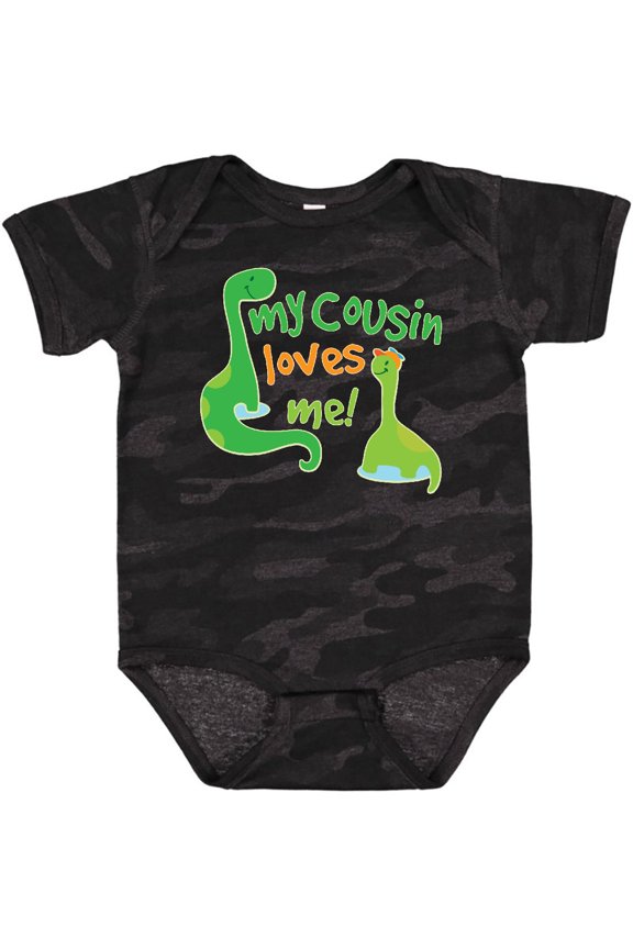 My Cousin Loves Me Dinosaur Boys or Girls Baby Bodysuit