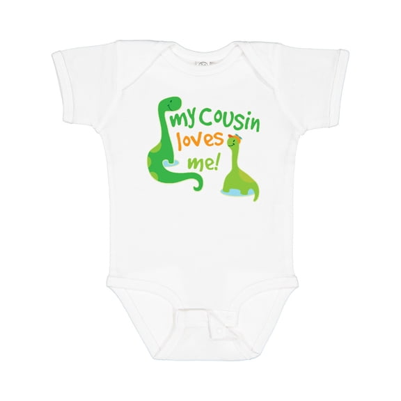 Inktastic My Cousin Loves Me Dinosaur Boys or Girls Baby Bodysuit