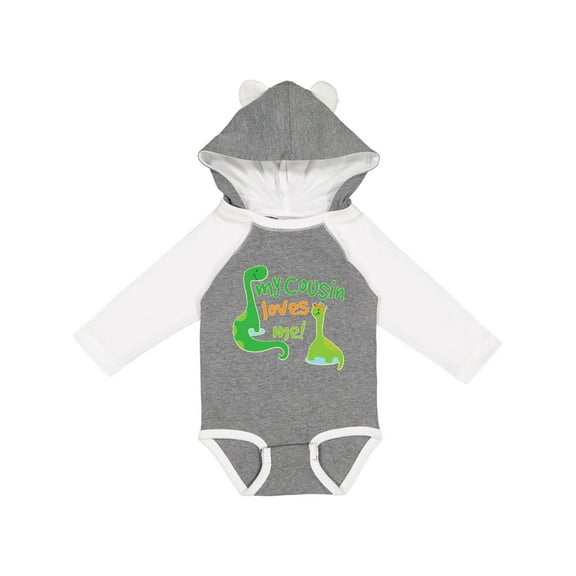 Inktastic My Cousin Loves Me Dinosaur Boys or Girls Long Sleeve Baby Bodysuit