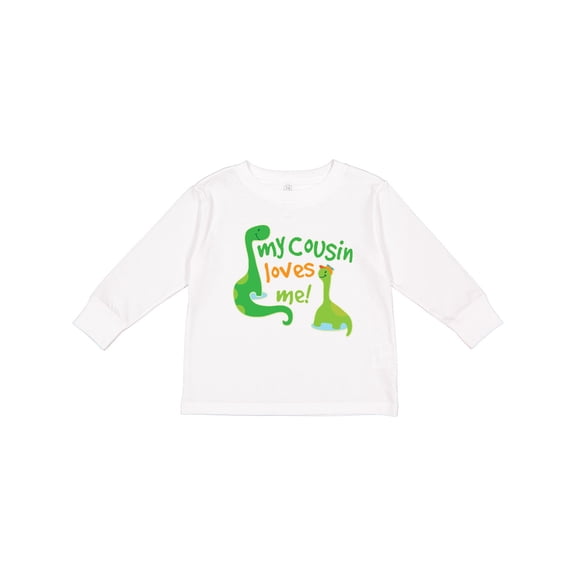 Inktastic My Cousin Loves Me Dinosaur Boys or Girls Long Sleeve Toddler T-Shirt