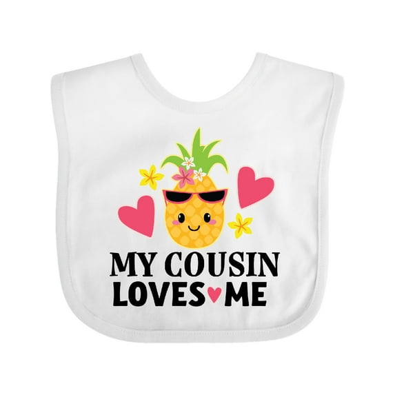 Inktastic My Cousin Loves Me Pineapple Girls Baby Bib