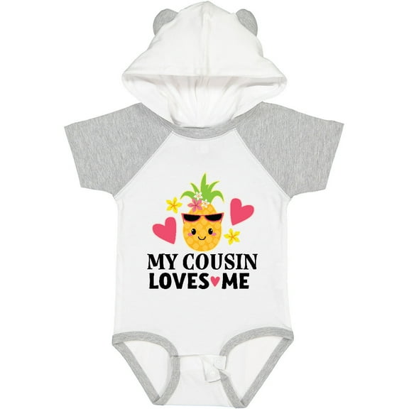 Inktastic My Cousin Loves Me Pineapple Girls Baby Bodysuit