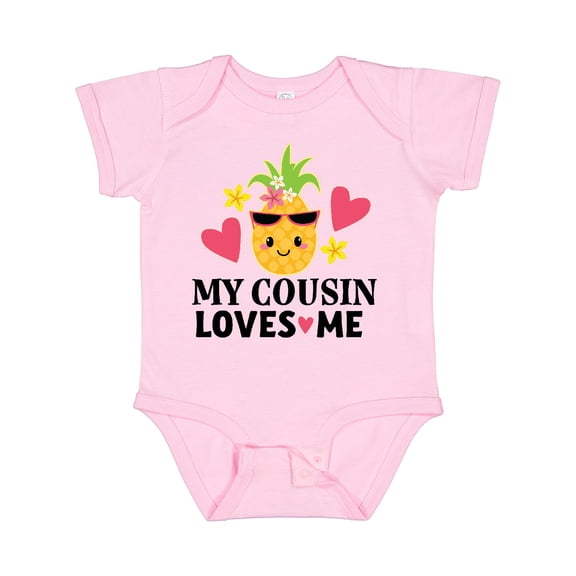 Inktastic My Cousin Loves Me Pineapple Girls Baby Bodysuit