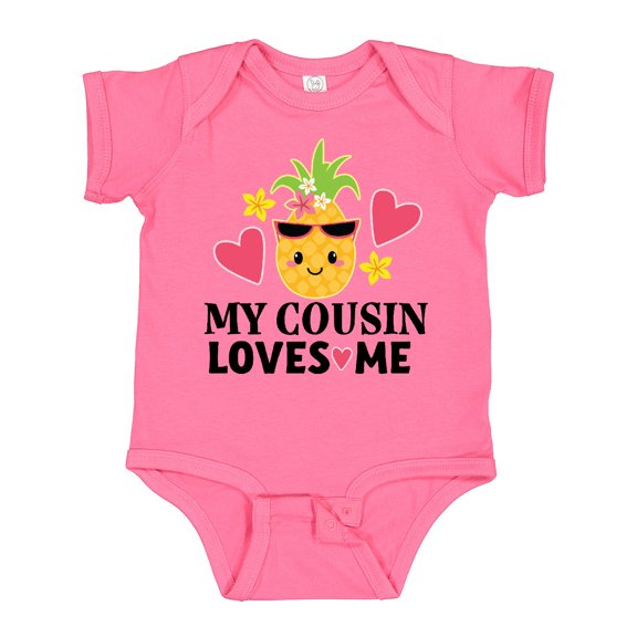 Inktastic My Cousin Loves Me Pineapple Girls Baby Bodysuit