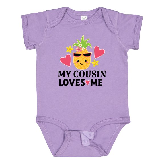 Inktastic My Cousin Loves Me Pineapple Girls Baby Bodysuit