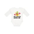 thumbnail image 1 of Inktastic My Cousin Loves Me Pineapple Girls Long Sleeve Baby Bodysuit, 1 of 5