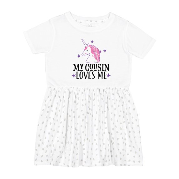 Inktastic My Cousin Loves Me Unicorn Girls Toddler Dress