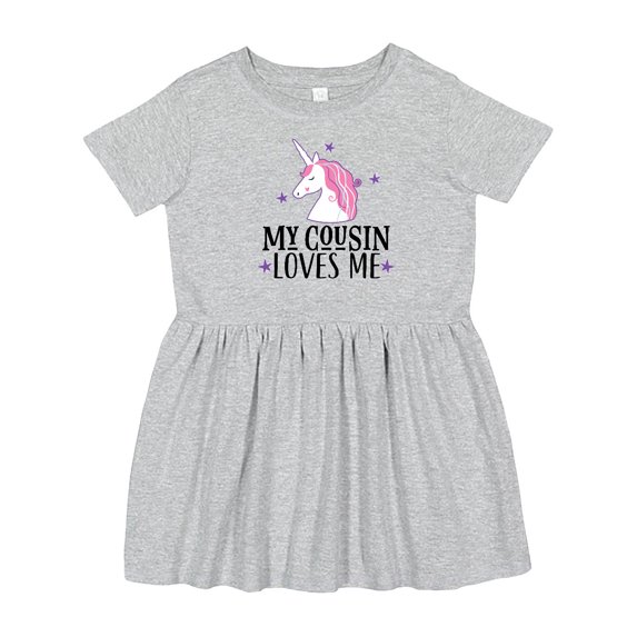 Inktastic My Cousin Loves Me Unicorn Girls Toddler Dress