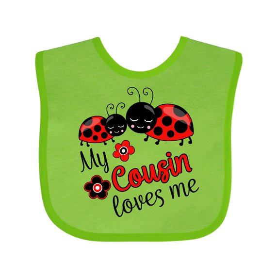 Inktastic My Cousin Loves Me with Cute Ladybugs Boys or Girls Baby Bib
