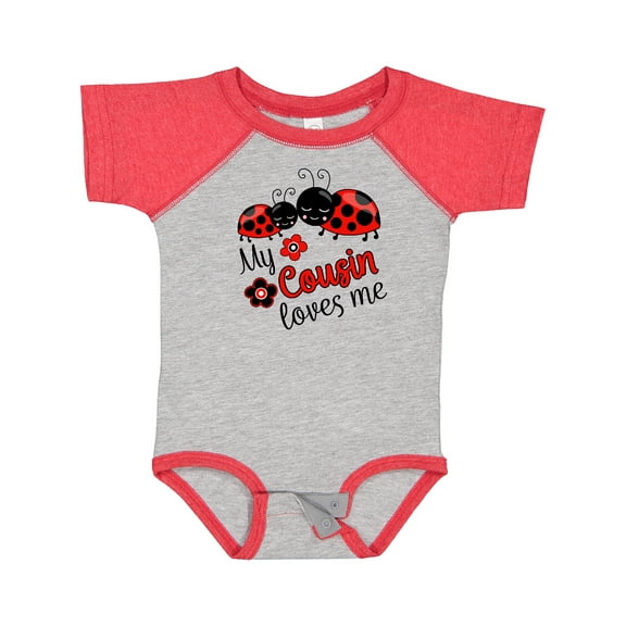 Inktastic My Cousin Loves Me with Cute Ladybugs Boys or Girls Baby Bodysuit