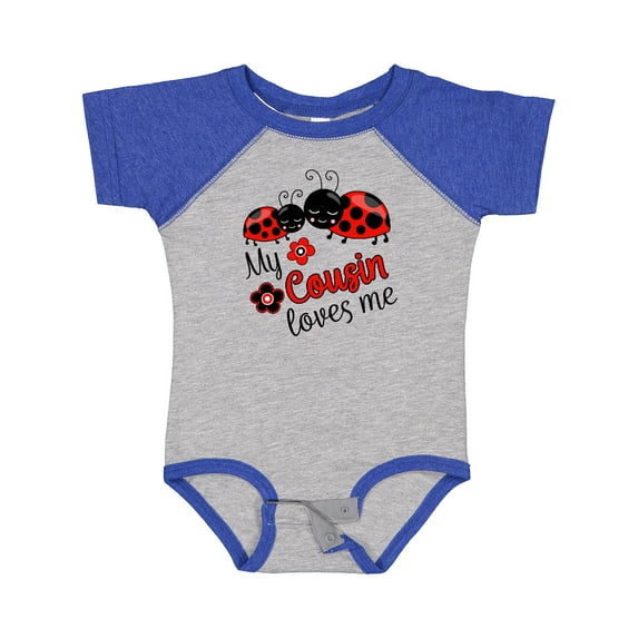 Inktastic My Cousin Loves Me with Cute Ladybugs Boys or Girls Baby Bodysuit
