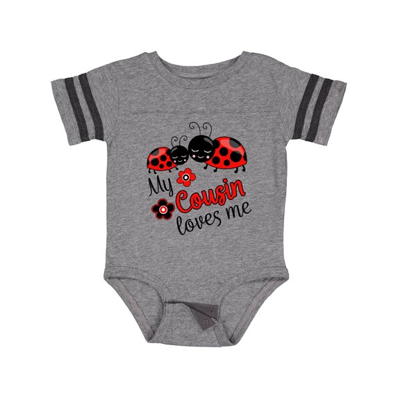 Inktastic My Cousin Loves Me with Cute Ladybugs Boys or Girls Baby Bodysuit