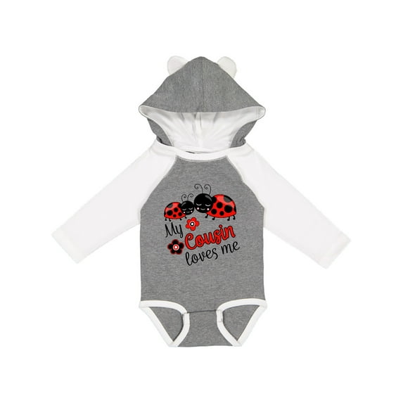 Inktastic My Cousin Loves Me with Cute Ladybugs Boys or Girls Long Sleeve Baby Bodysuit