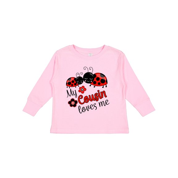 Inktastic My Cousin Loves Me with Cute Ladybugs Boys or Girls Long Sleeve Toddler T-Shirt