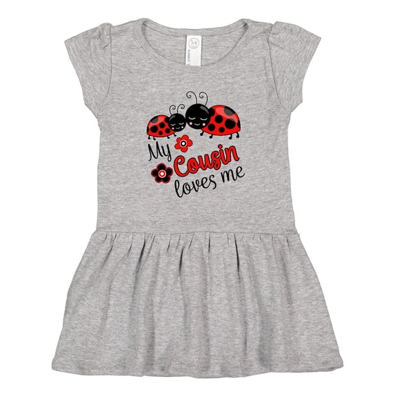 Inktastic My Cousin Loves Me with Cute Ladybugs Girls Toddler Dress