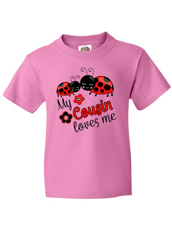 My Cousin Loves Me with Cute Ladybugs Youth T-Shirt