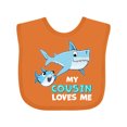 thumbnail image 1 of Inktastic My Cousin Loves Me with Cute Sharks Boys or Girls Baby Bib, 1 of 4