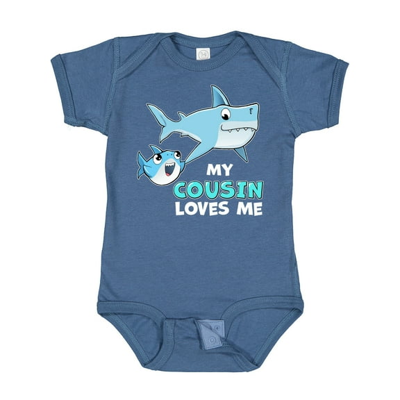 Inktastic My Cousin Loves Me with Cute Sharks Boys or Girls Baby Bodysuit