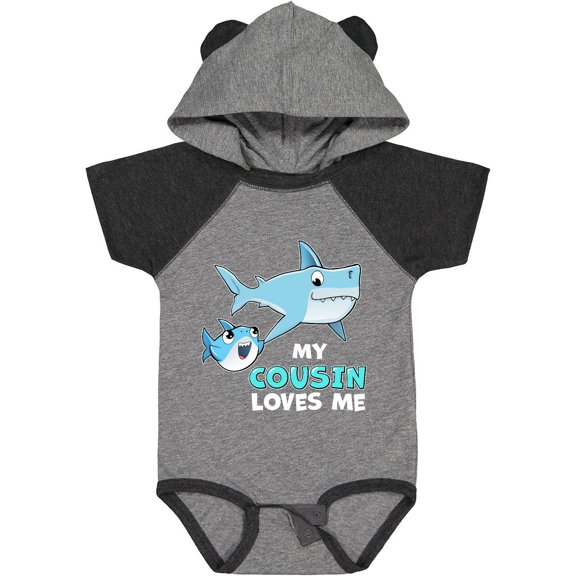 Inktastic My Cousin Loves Me with Cute Sharks Boys or Girls Baby Bodysuit