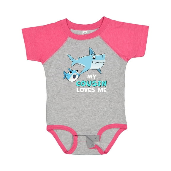 Inktastic My Cousin Loves Me with Cute Sharks Boys or Girls Baby Bodysuit