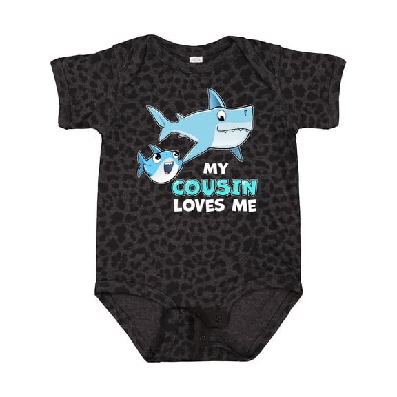 Inktastic My Cousin Loves Me with Cute Sharks Boys or Girls Baby Bodysuit