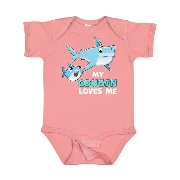 Inktastic My Cousin Loves Me with Cute Sharks Boys or Girls Baby Bodysuit