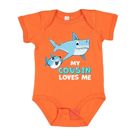 Inktastic My Cousin Loves Me with Cute Sharks Boys or Girls Baby Bodysuit