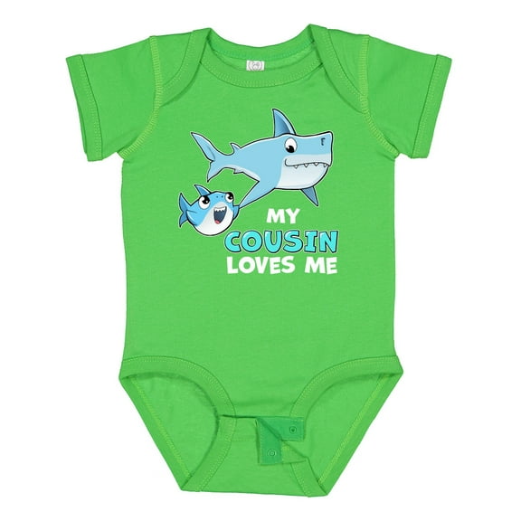 Inktastic My Cousin Loves Me with Cute Sharks Boys or Girls Baby Bodysuit