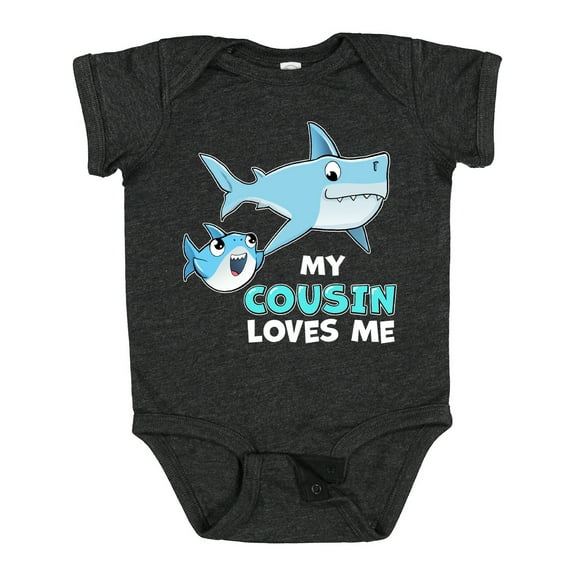 Inktastic My Cousin Loves Me with Cute Sharks Boys or Girls Baby Bodysuit