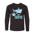 thumbnail image 1 of Inktastic My Cousin Loves Me with Cute Sharks Long Sleeve Youth T-Shirt, 1 of 5
