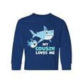 thumbnail image 1 of Inktastic My Cousin Loves Me with Cute Sharks Long Sleeve Youth T-Shirt, 1 of 5