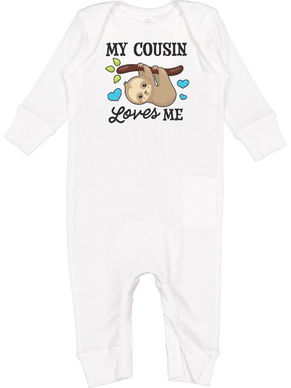 My Cousin Loves Me with Sloth and Hearts Baby Romper Coveralls