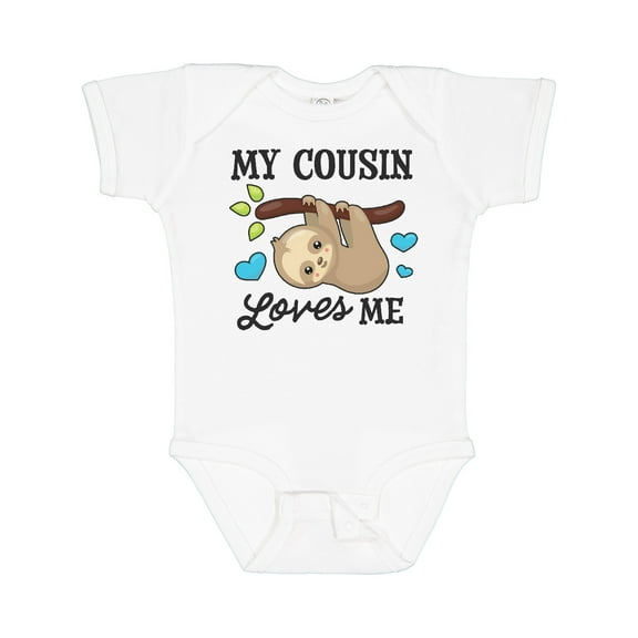 Inktastic My Cousin Loves Me with Sloth and Hearts Boys or Girls Baby Bodysuit