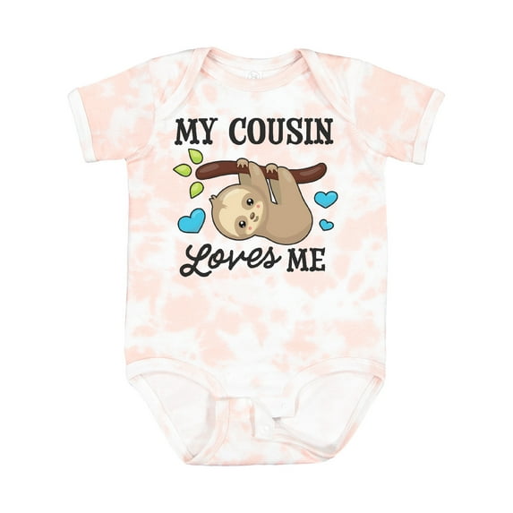 Inktastic My Cousin Loves Me with Sloth and Hearts Boys or Girls Baby Bodysuit
